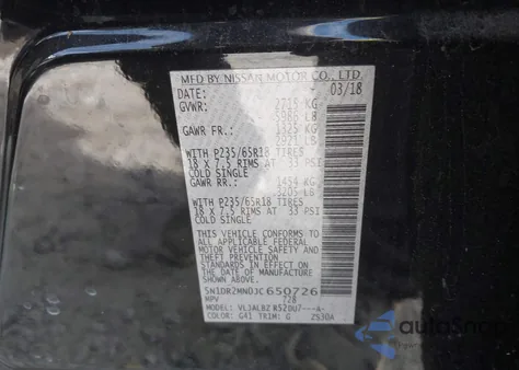 2018 Nissan Pathfinder S из США, поврежденный, VIN 5N1DR2MN0JC650726